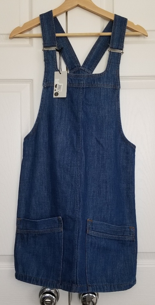 New Topshop denim pinafore dress